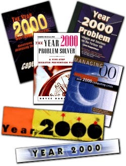 Y2K books and banners