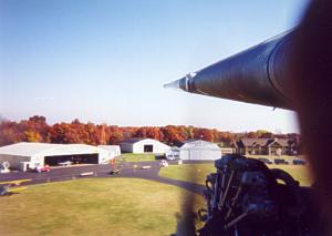 Pioneer Airport and the EAA Air Academy Lodge, as seen from the right seat of EAA's Ford 4AT Trimotor.