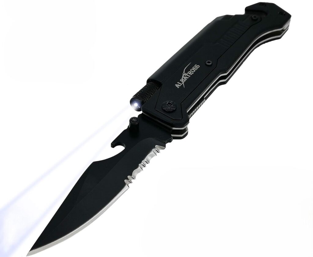 ALBATROSS 6-in-1 Survival Tactical Military Folding Pocket Knife 