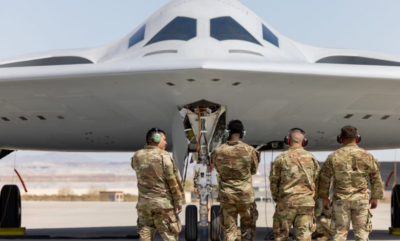 Second B-21 arrives at Edwards Air Force Base.