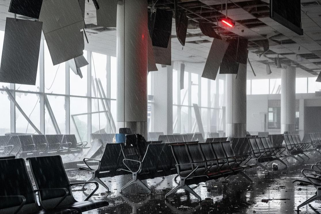 Sangster International Airport Montego Bay, Jamaica after Hurricane Melissa
