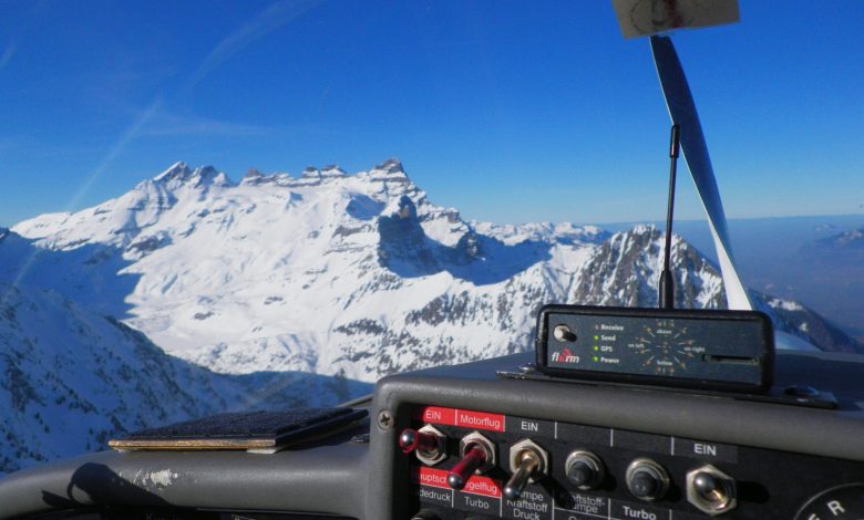 Swiss alps glider flying