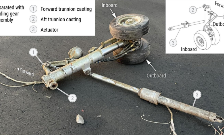 NTSB recommendations following Learjet gear assembly detachment.
