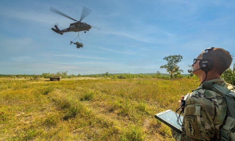 Soldier commands autonomous Black Hawk