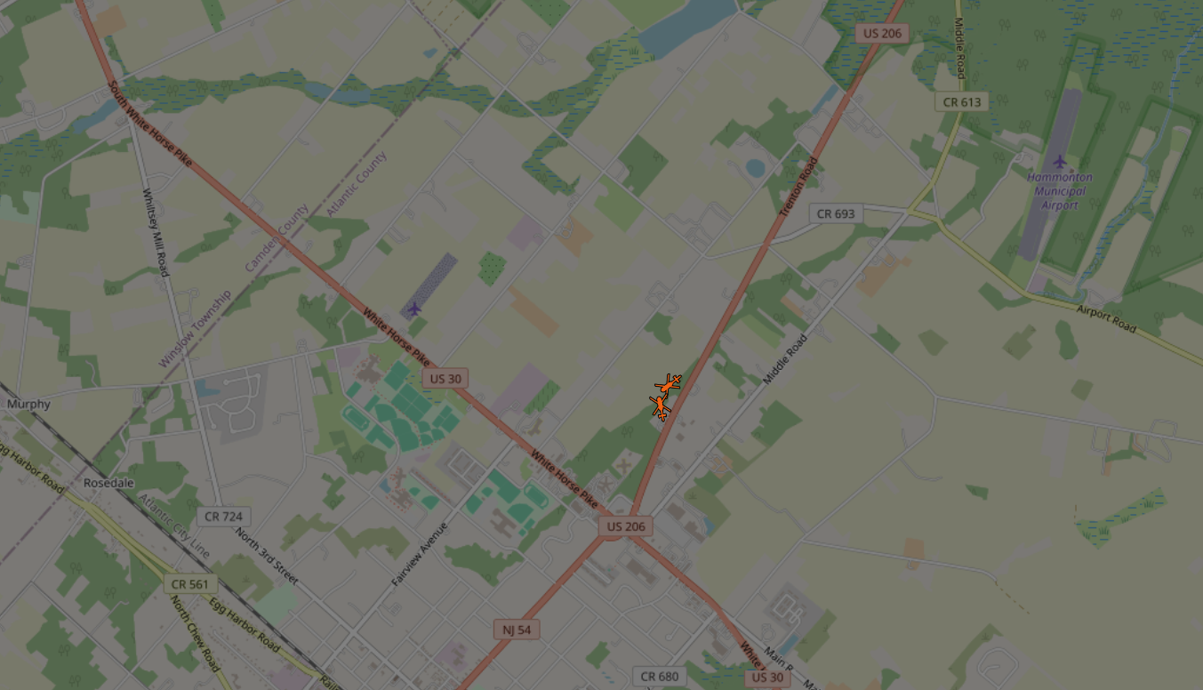 ADS-B data showing the two helicopters