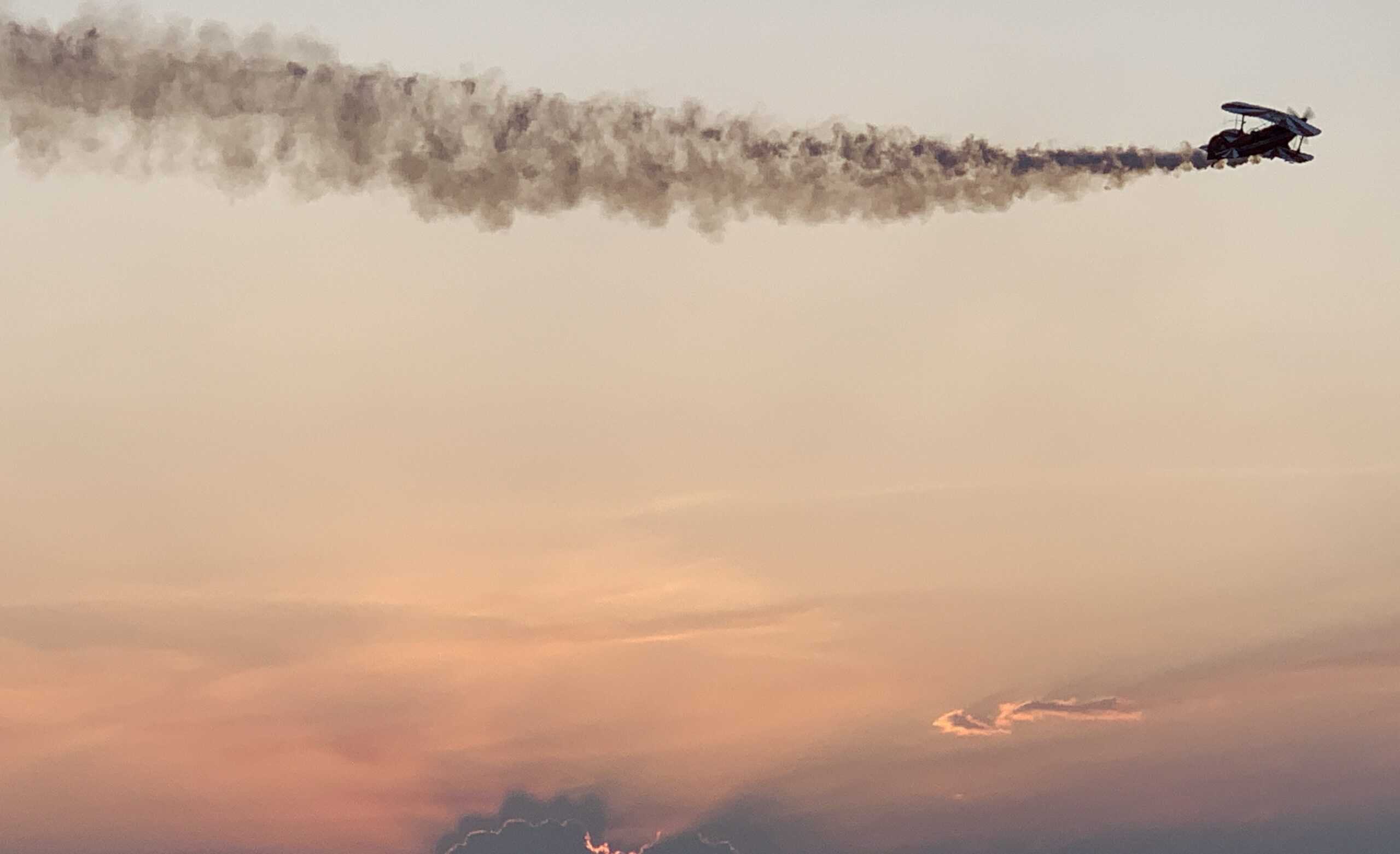 Backlit sunset airshow